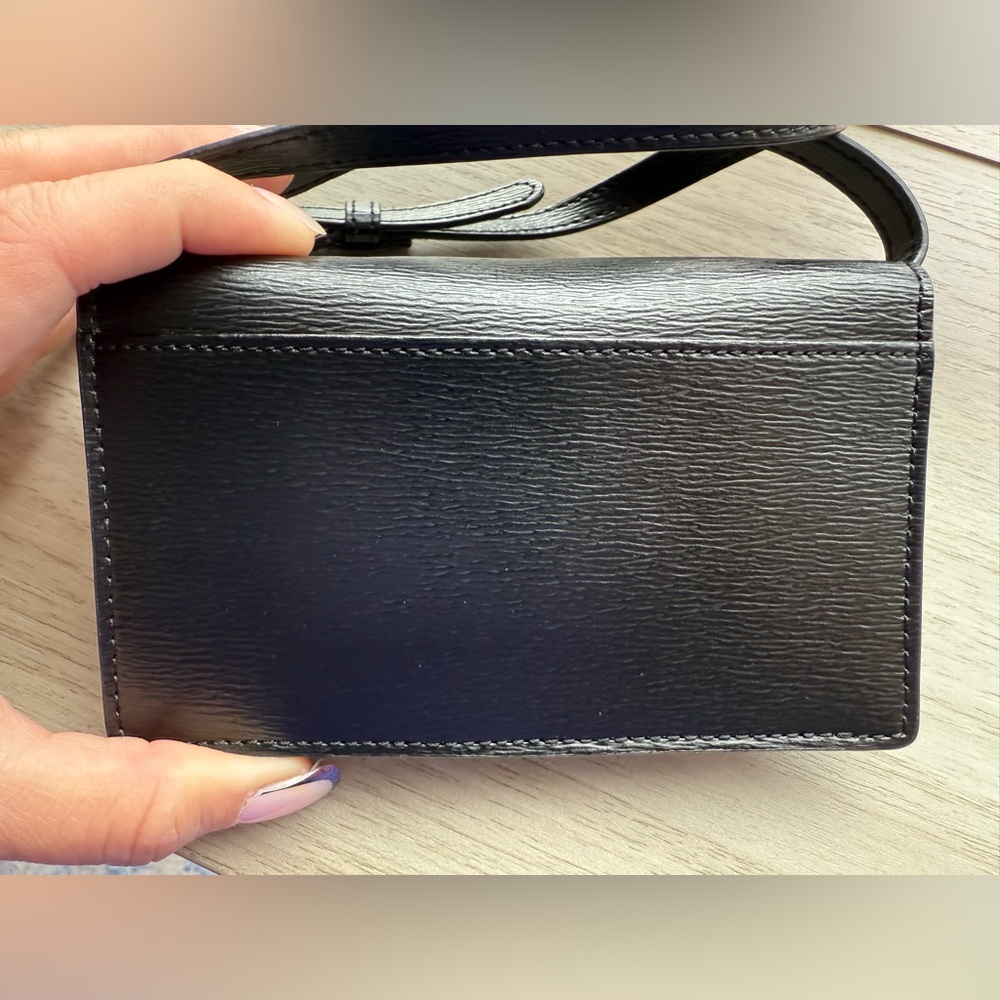 NWOT Lauren Ralph Lauren Mini Black Leather Card Holder Crossbody Women's Bag - Picture 5 of 9